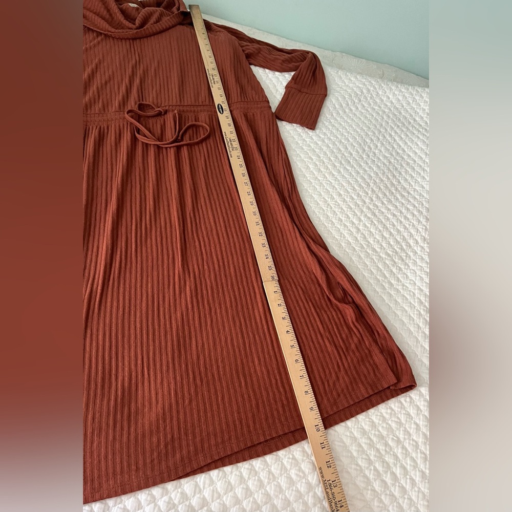 AnyBody Rust Long Sleeve cowl neck Ribbed Dress-Size XL - Picture 14 of 16